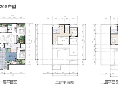 现代新中式别墅建筑 120平合院别墅 合院别墅平面图 新中式合院别墅 施工图