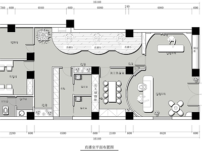 轻奢直播间 直播公司设计平面 直播间设计平面图 公司直播室平面图 施工图