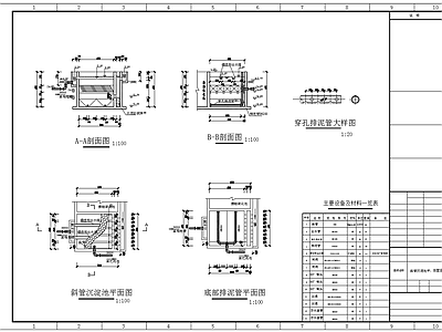 水处理 斜管沉淀池 斜管沉淀池平剖面 施工图