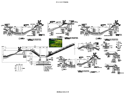 现代景观节点 驳岸 护坡 生态护坡 施工图