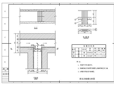 给排水节点详图 排水沟格栅大样图 施工图