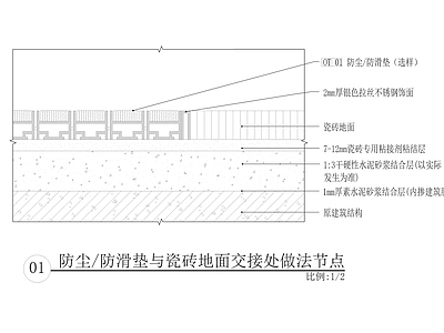 地面节点 防尘垫地面收口 施工图