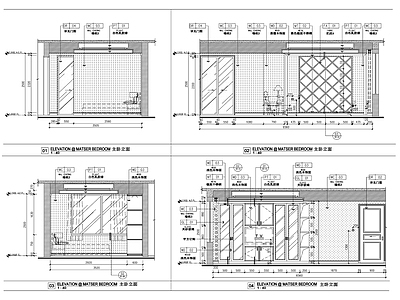 现代卧室 立面图 平面图 大 主卧 施工图