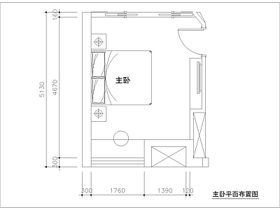 现代卧室 立面图 平面图 施工图