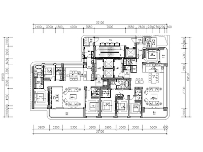 建筑平面图 245加245 豪宅 大平层 施工图