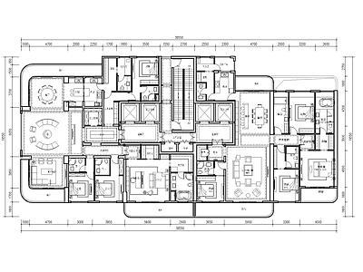 建筑平面图 340加290 豪宅 大平层 施工图