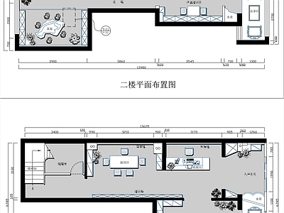 现代新中式茶馆 200㎡ 两层茶楼 茶叶店 施工图