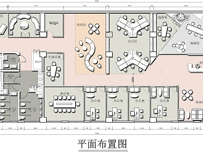 现代整体办公空间 495平米办公室 办公空间设计平面 企业办公室平面图 施工图