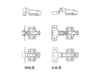 现代五金管件 现代风格铰链 平面图 精密设计 易于安装 使用寿命 施工图