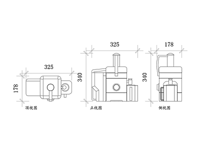 现代电器 现代风格榨汁机 平面图 操作简便 高效榨汁 易于清洁 施工图