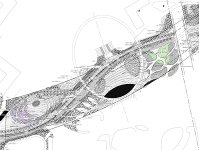 景观平面图 曲线 绿地公园 生态休闲公园 生态植物园 植物种植设计 施工图