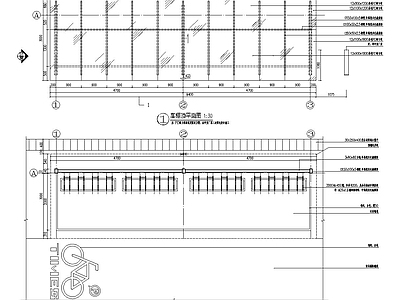 景观节点 非机动车棚 施工图