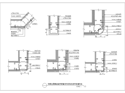 现代其他节点详图 轻钢龙骨隔墙饰 面材转角处理 施工图
