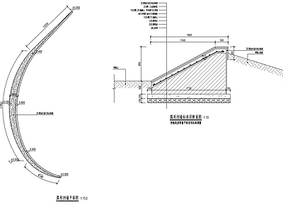 景观节点 弧形挡墙 施工图