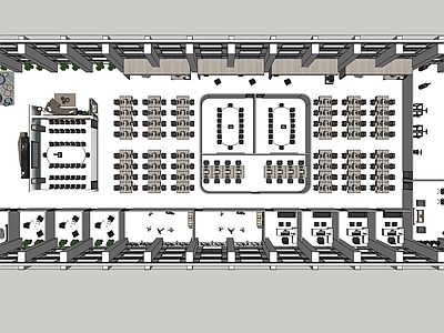 现代简约整体办公空间 办公室全套图纸 SU 施工图