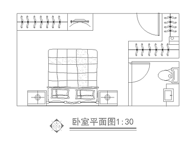 现代卧室 立面图 平面图 大 施工图