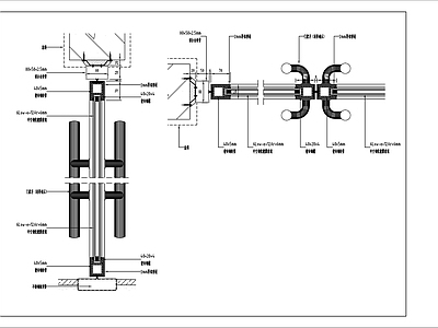 现代门节点 玻璃安装做法 施工图