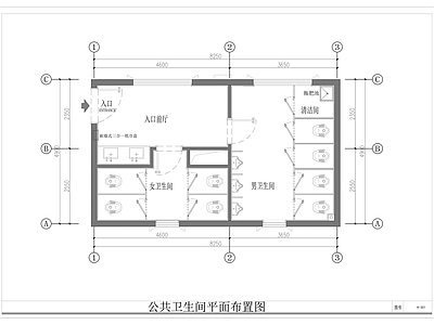 现代公共卫生间 平面 商场 办公室 平面布置图 施工图