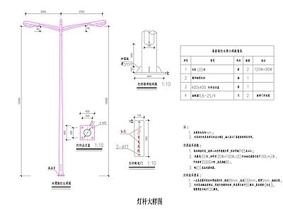 现代灯具图库 双臂路灯 道路路灯 市政灯具 路灯 施工图