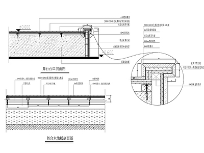 现代地面节点 专业舞台地板做法 施工图