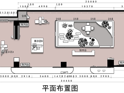 现代文创店 350平文创展厅 非遗文创展厅平面 非遗文化文创展厅 施工图