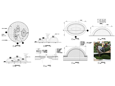现代小区景观 绿篱球 施工图