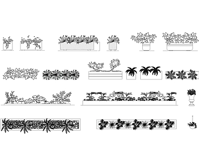 现代新中式综合植物图库 植物绿植盆栽图块 施工图