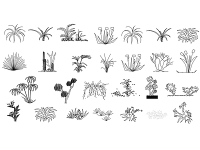 现代新中式综合植物图库 植物绿植盆栽图块 施工图