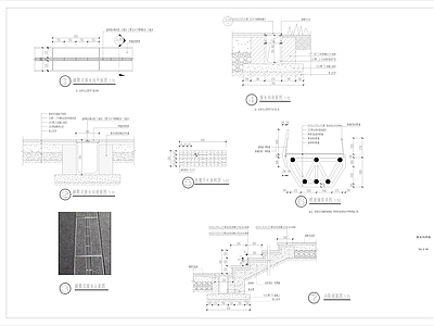 现代其他图库 线性排水沟详图 台阶做法剖面图 缝隙式排水沟剖面 施工图