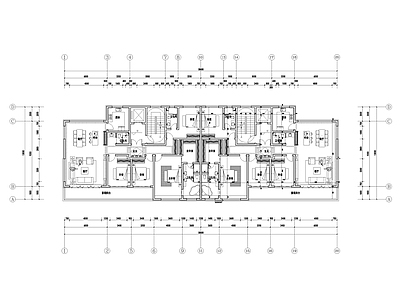 现代住宅楼建筑 四代住宅平面 施工图