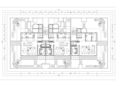 现代住宅楼建筑 四代住宅叠加平面 施工图