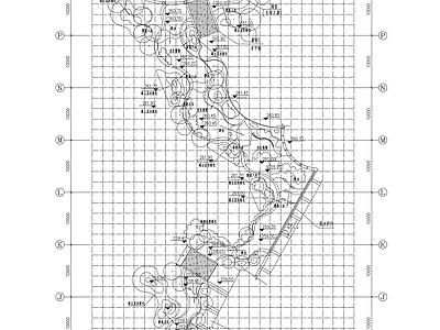 景观平面图 公园溪水系平面 水景平面 溪水平面 施工图