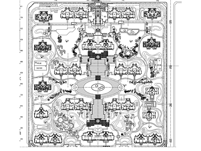 景观平面图 地产住宅总图 居住区景观平面 曲线创意方案 施工图