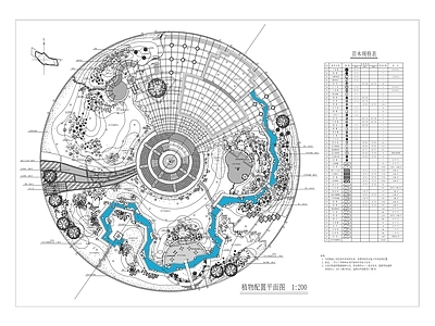 现代新中式公园景观 中央圆形广场 圆形公园 公园平面 口袋公园 施工图