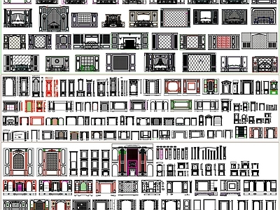 现代背景墙 电视 立面 施工图