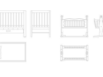 现代床 婴儿摇篮婴儿 上下桌 罗汉 高低 施工图