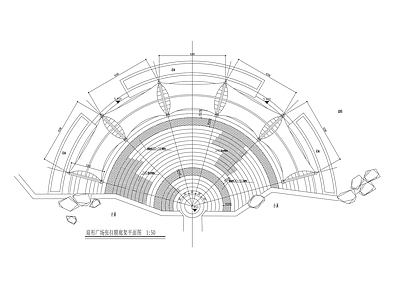 景观平面图 扇形广场平面 小广场平面 施工图