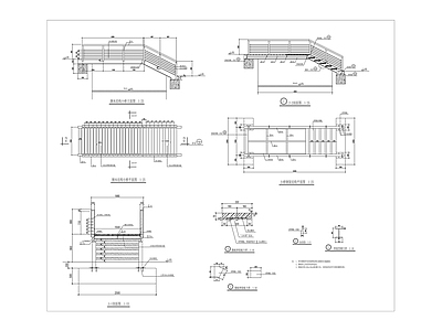 景观节点 人行钢架桥 钢架步梯做法详图 施工图