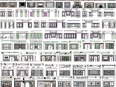 现代背景墙 立面图 墙面立面图 电视 施工图