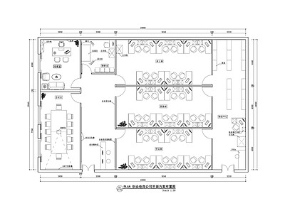 现代简约整体办公空间 电商公司办公空间 电商办公室平面图 创业电商办公方案 电商平面方案布置 施工图