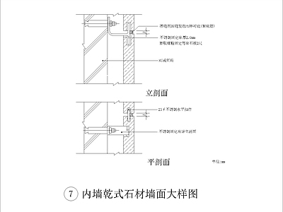 现代其他节点详图 内墙乾式石材墙面 施工图