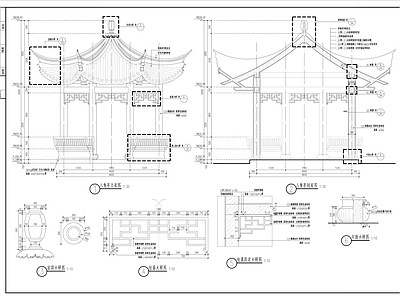 中式亭子图库 八角 施工图