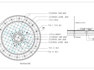 景观节点 特色旱喷水池大样 旱喷 水景 旱喷水景 圆形水景 施工图