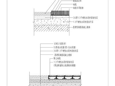 现代简约地面节点 石材地毯地面 地毯节点 施工图