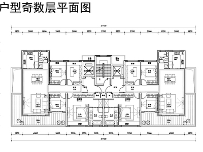 现代住宅楼建筑 140四代宅户型 创新四代宅户型 空中户型方案 施工图