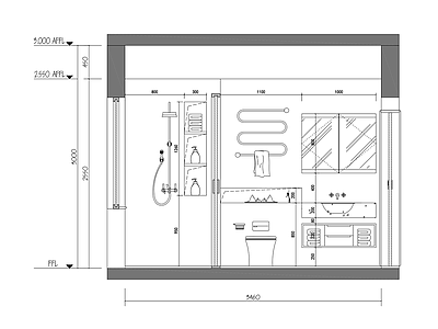 现代卫生间 立面图 卫生 施工图