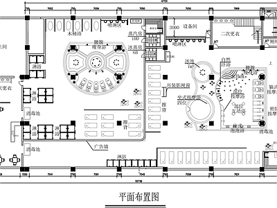 现代足浴店 桑拿水疗平面图 足浴店平面图 中医水疗店平面图 施工图