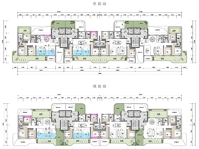 现代新中式住宅楼建筑 创新四代宅户型 小面积段四代宅 空中户型方案 施工图