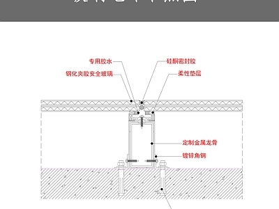 现代地面节点 玻璃地坪节点图 施工图