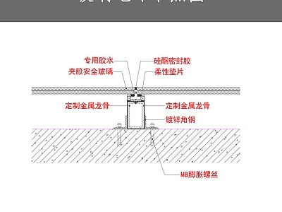 现代地面节点 玻璃地坪节点图 施工图